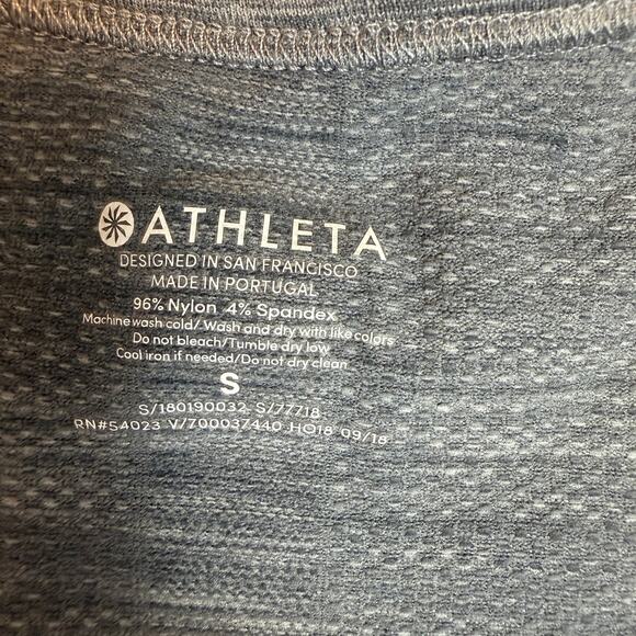 Athleta Speedlight Seamless Tee Gray Heather Womens Small S Short Sleeve Ruched - Picture 5 of 5